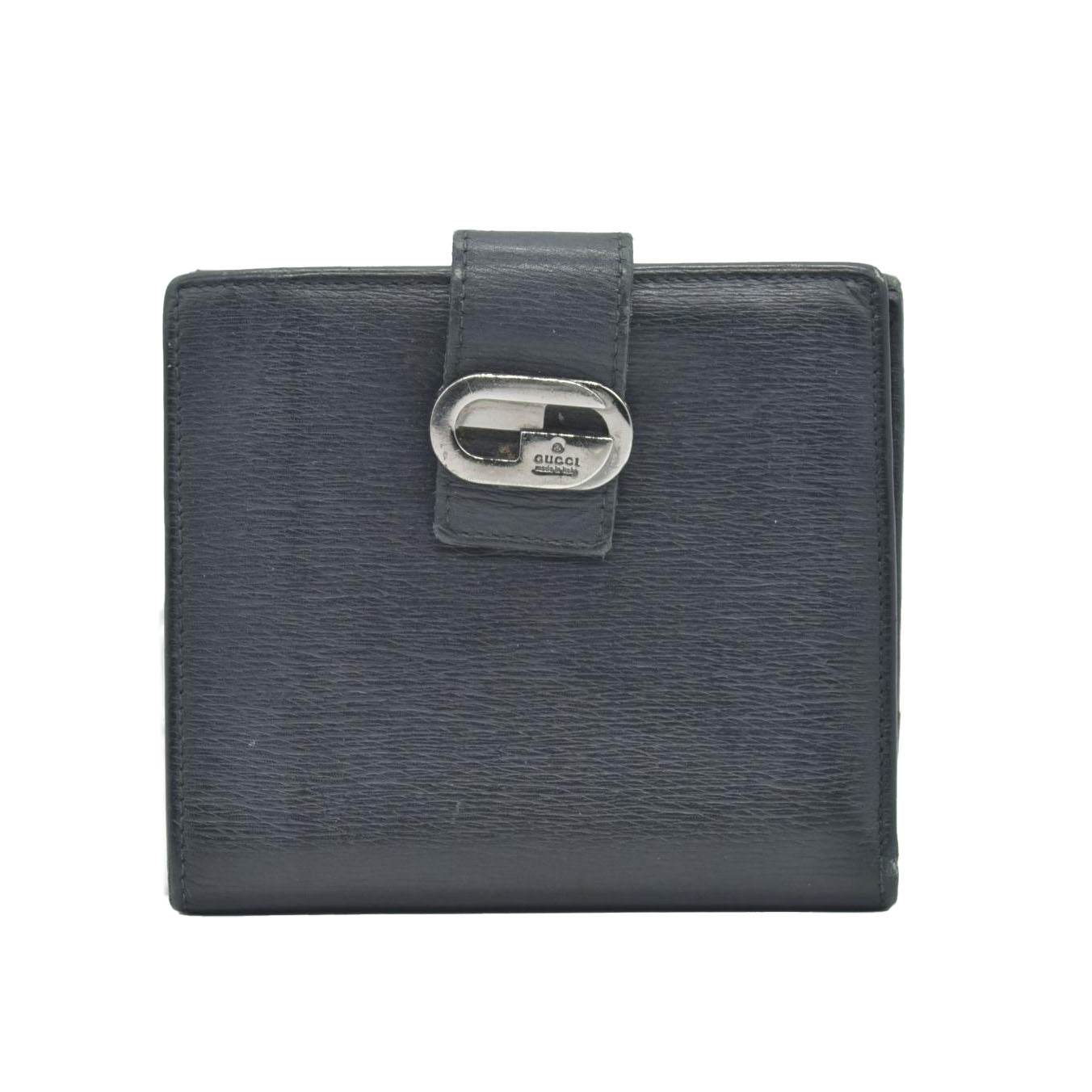 $490 GUCCI Logo Canvas Leather Bifold Wallet Black CONSIGNMENT