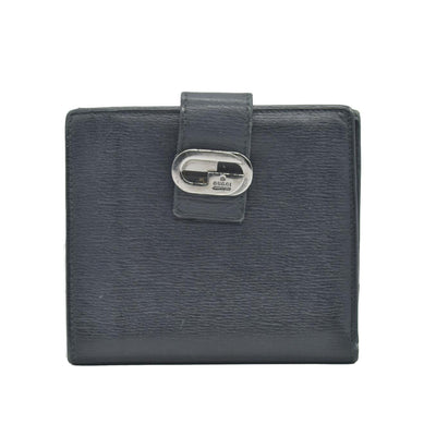 $490 GUCCI Logo Canvas Leather Bifold Wallet Black CONSIGNMENT