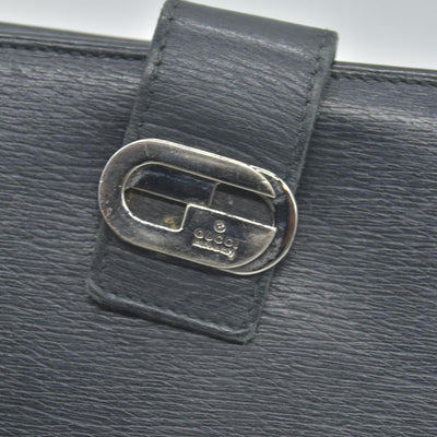 $490 GUCCI Logo Canvas Leather Bifold Wallet Black CONSIGNMENT