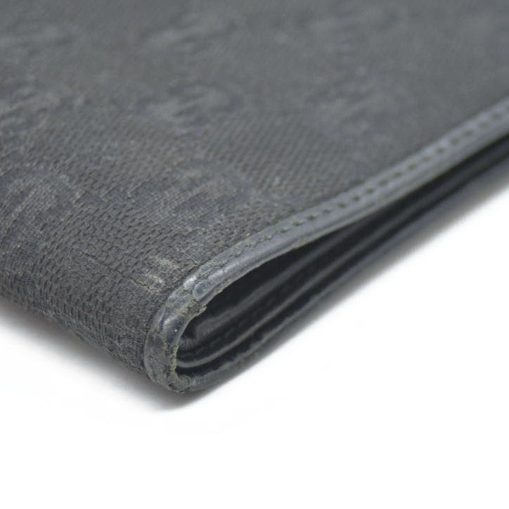 GUCCI GG Logo Canvas Leather Bifold Wallet Black
