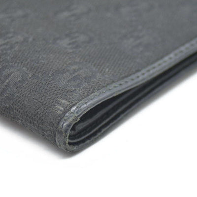 GUCCI GG Logo Canvas Leather Bifold Wallet Black