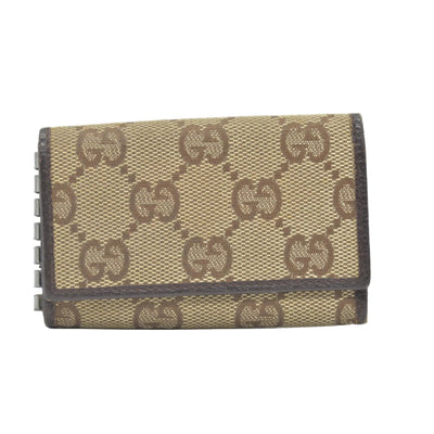 $330 GUCCI Monogram 6 Key Holder Case Dark Brown GG Wallet Canvas Signature Logo CONSIGNMENT
