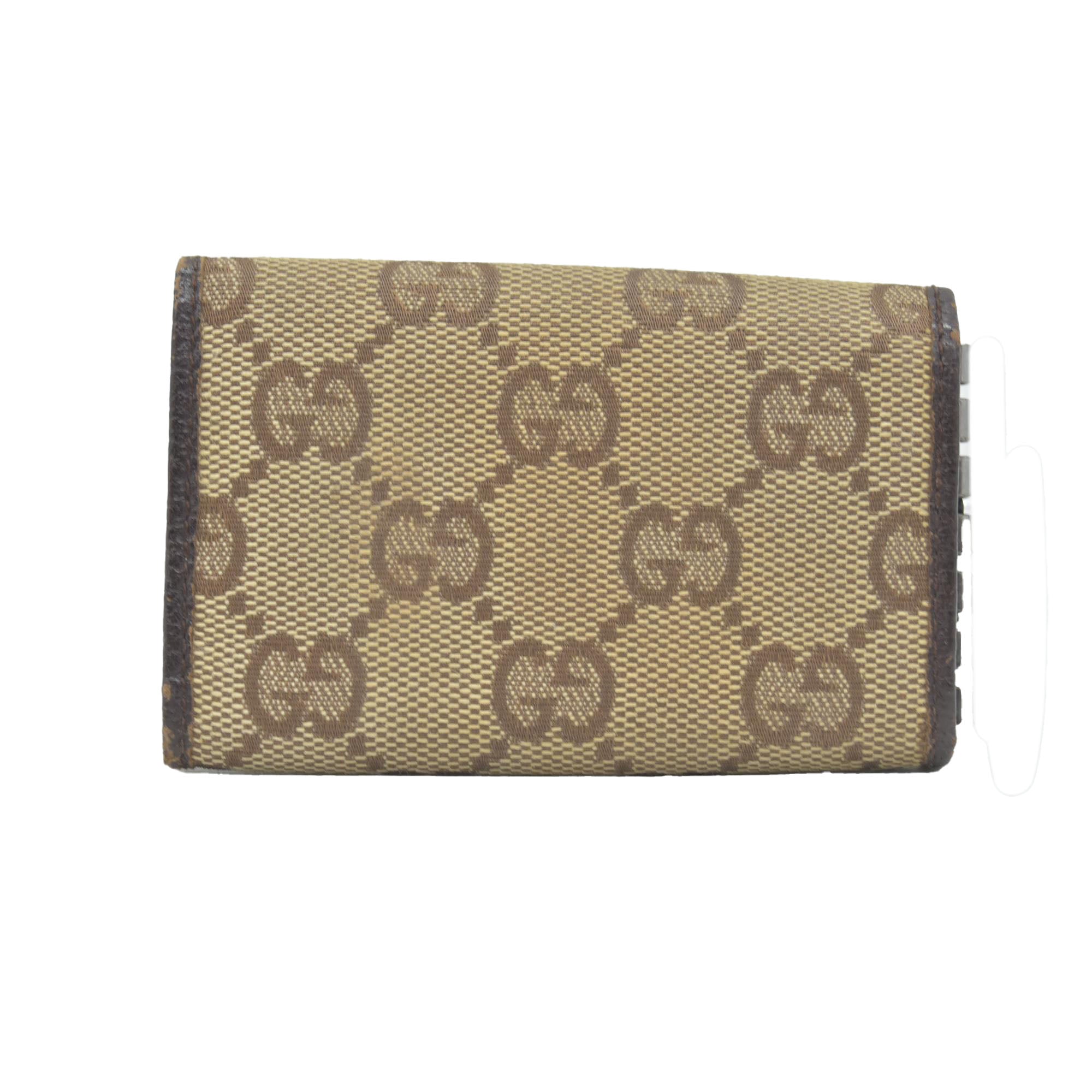 $330 GUCCI Monogram 6 Key Holder Case Dark Brown GG Wallet Canvas Signature Logo CONSIGNMENT