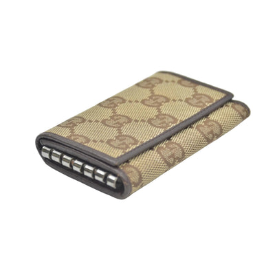 $330 GUCCI Monogram 6 Key Holder Case Dark Brown GG Wallet Canvas Signature Logo CONSIGNMENT