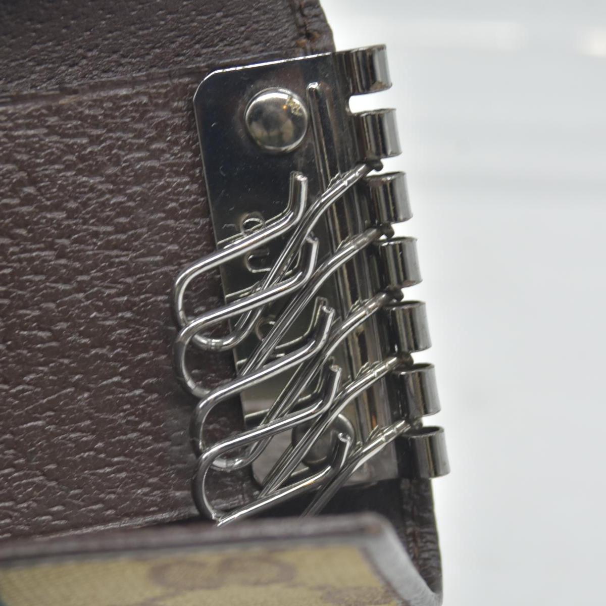 $330 GUCCI Monogram 6 Key Holder Case Dark Brown GG Wallet Canvas Signature Logo CONSIGNMENT