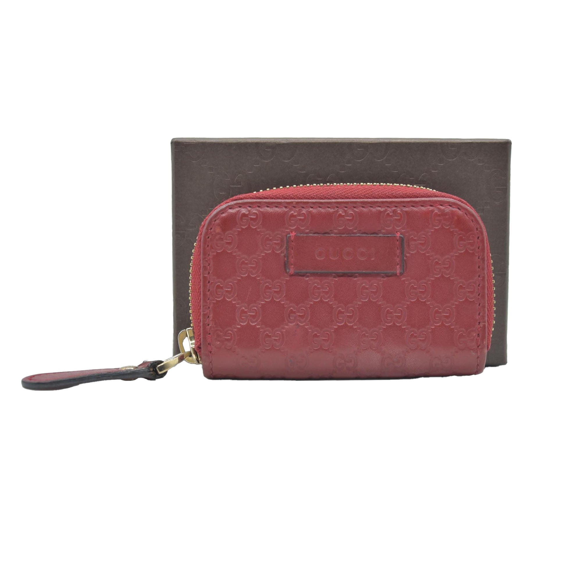 $390 Gucci Microguccissima Zip Around Key Case Red CONSIGNMENT