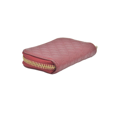 $390 Gucci Microguccissima Zip Around Key Case Red CONSIGNMENT