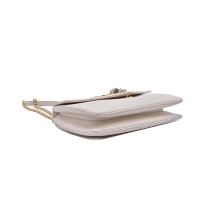 $2980 GUCCI Smooth Calfskin Medium Rajah Shoulder Bag White CONSIGNMENT