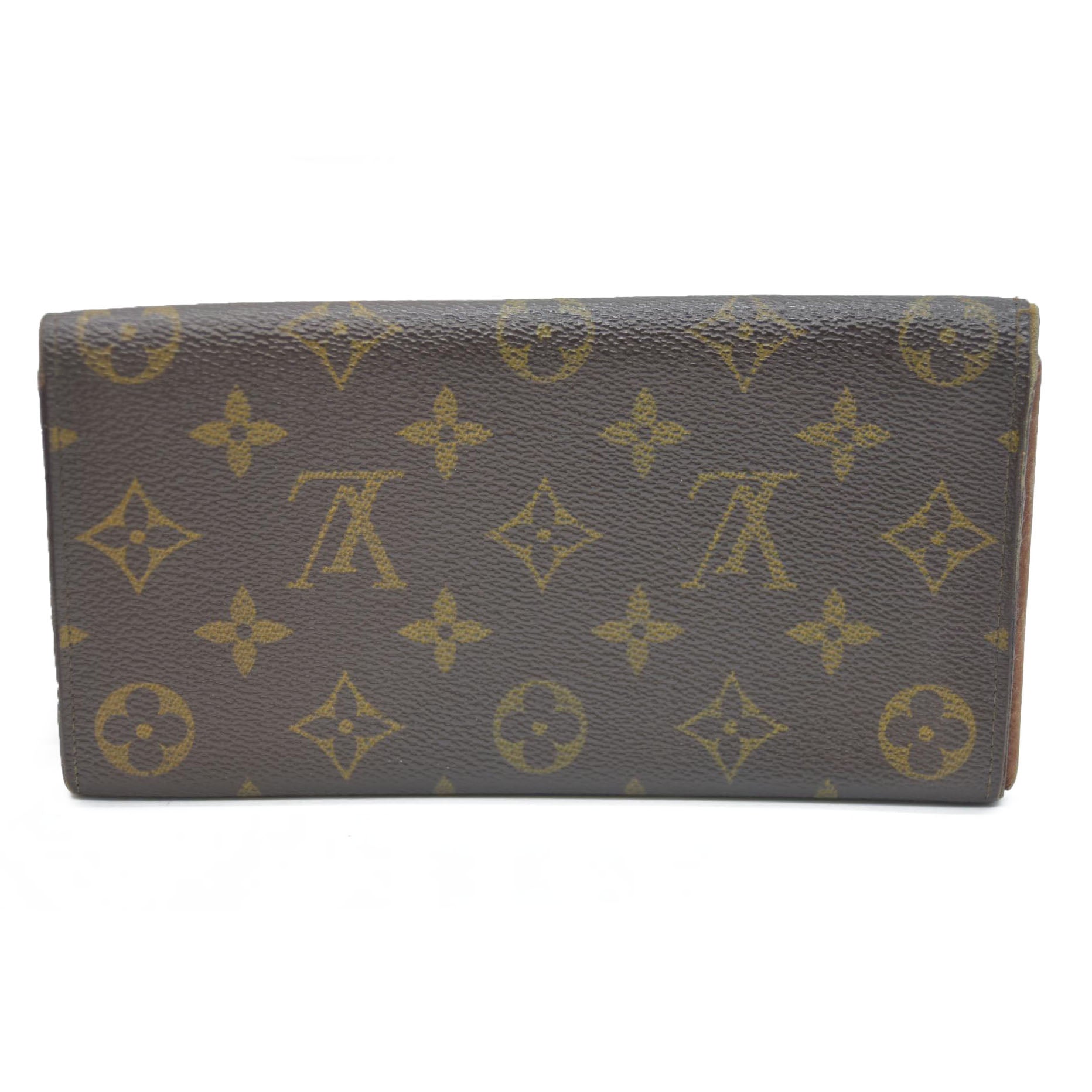 Louis Vuitton Monogram Portefeiulle Sarah Long Bifold Wallet Brown 882AN