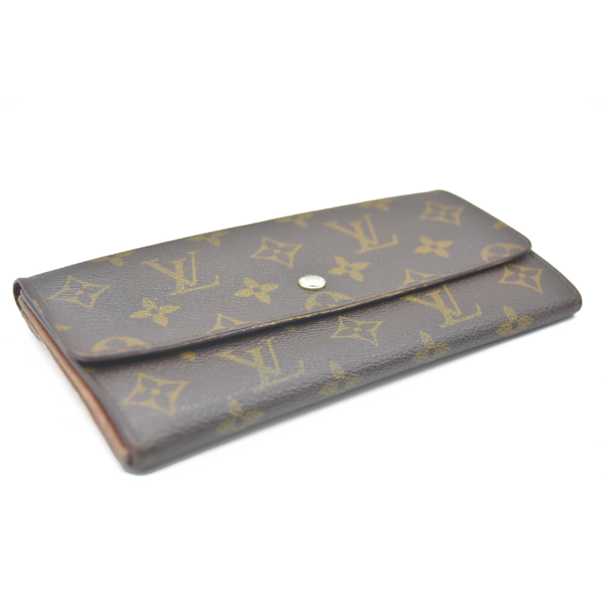 Louis Vuitton Monogram Portefeiulle Sarah Long Bifold Wallet Brown 882AN