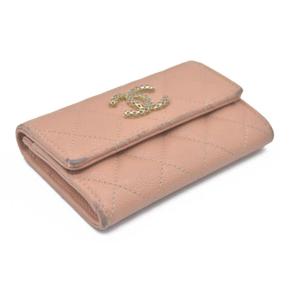 Chanel Quilted CC Flap Card Holder Interlocking CC Logo Trifold Wallet