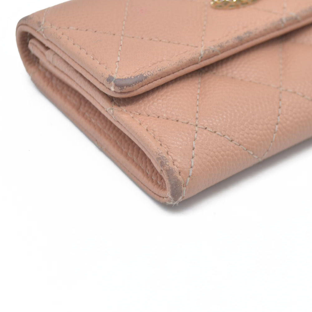 Chanel Quilted CC Flap Card Holder Interlocking CC Logo Trifold Wallet