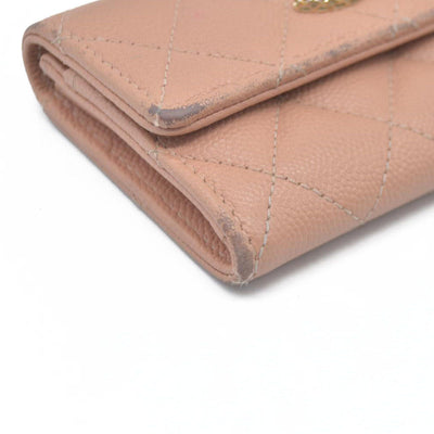 Chanel Quilted CC Flap Card Holder Interlocking CC Logo Trifold Wallet