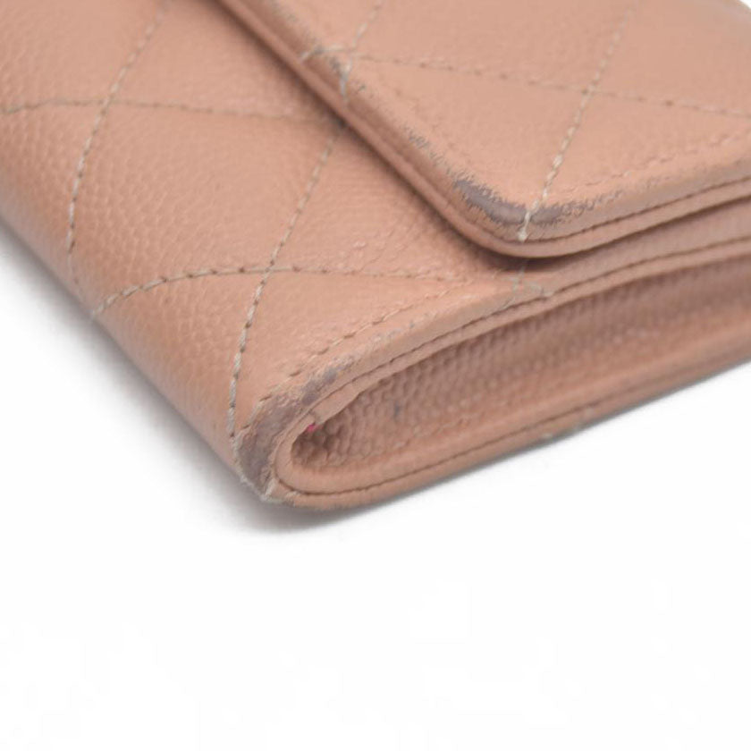 Chanel Quilted CC Flap Card Holder Interlocking CC Logo Trifold Wallet