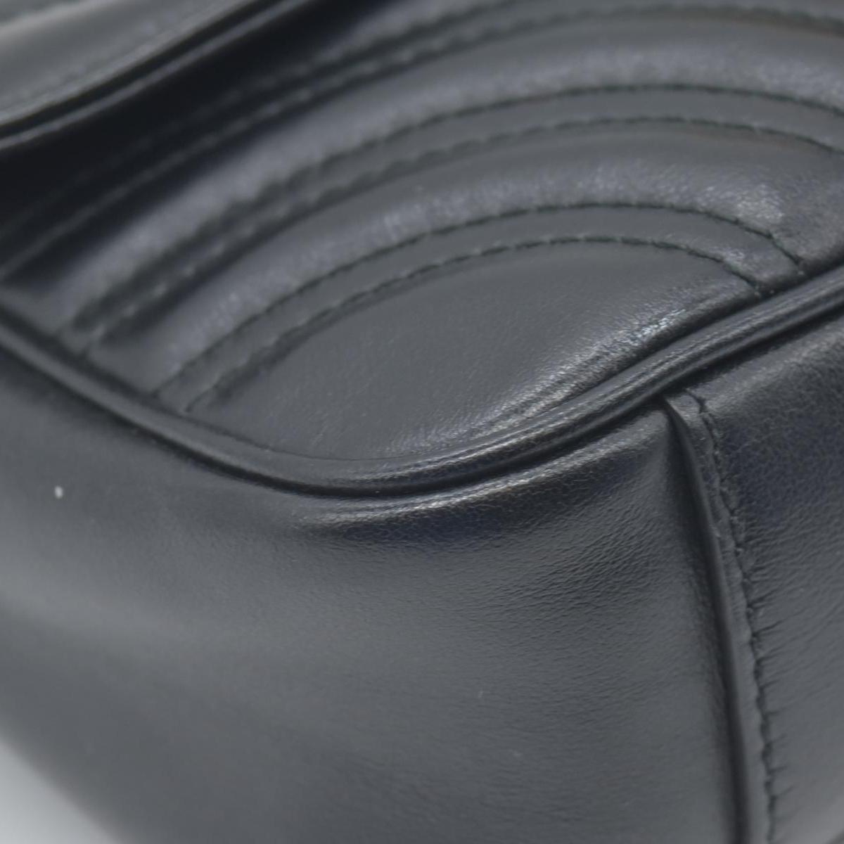 $2600 Gucci Calfskin Matelasse Mini GG Marmont Shoulder Bag Black