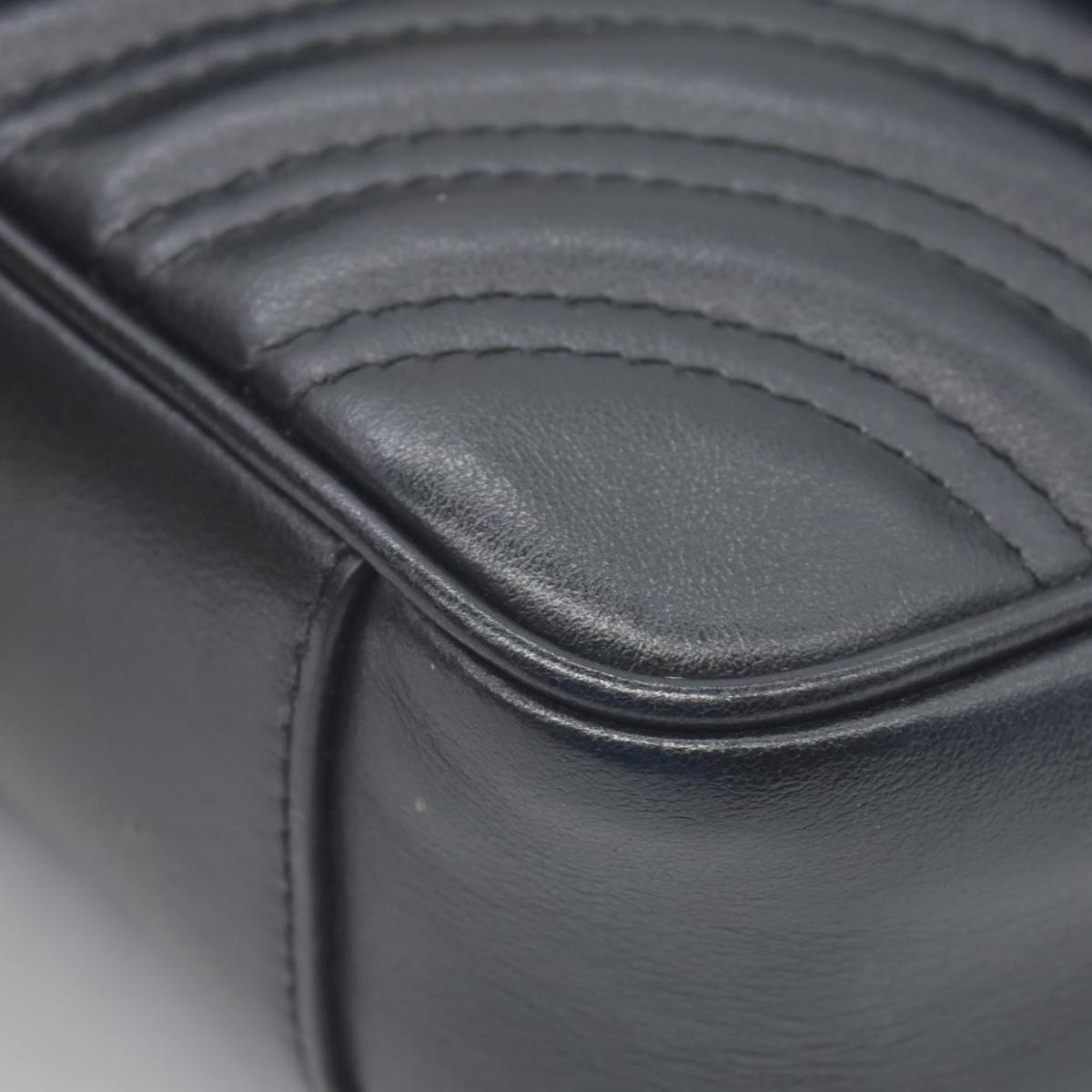 $2600 Gucci Calfskin Matelasse Mini GG Marmont Shoulder Bag Black