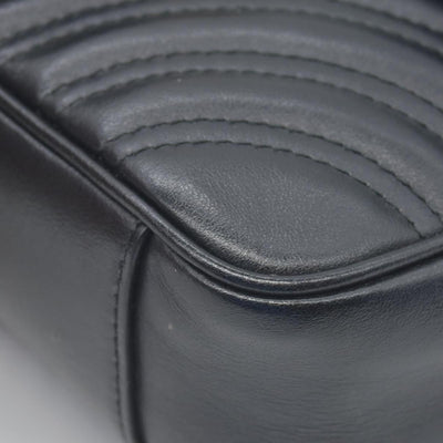$2600 Gucci Calfskin Matelasse Mini GG Marmont Shoulder Bag Black
