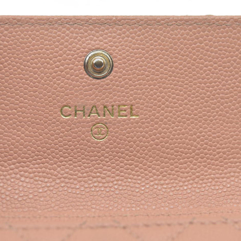Chanel Quilted CC Flap Card Holder Interlocking CC Logo Trifold Wallet