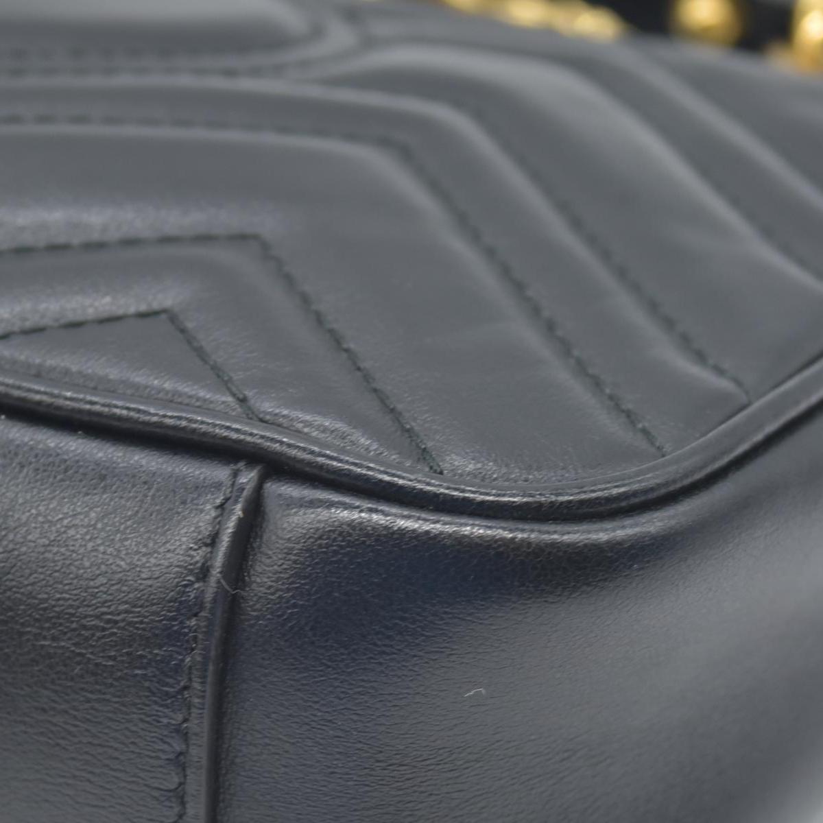 $2600 Gucci Calfskin Matelasse Mini GG Marmont Shoulder Bag Black