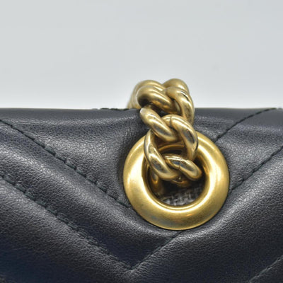 $2600 Gucci Calfskin Matelasse Mini GG Marmont Shoulder Bag Black