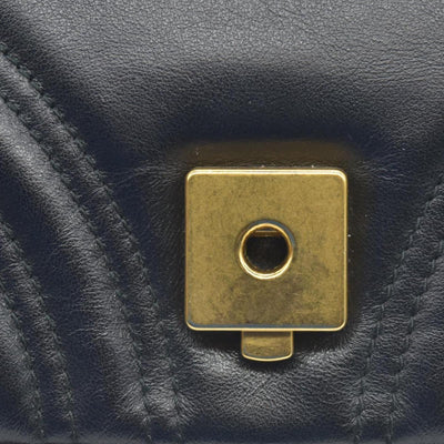 $2600 Gucci Calfskin Matelasse Mini GG Marmont Shoulder Bag Black