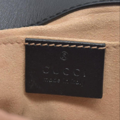 $2600 Gucci Calfskin Matelasse Mini GG Marmont Shoulder Bag Black