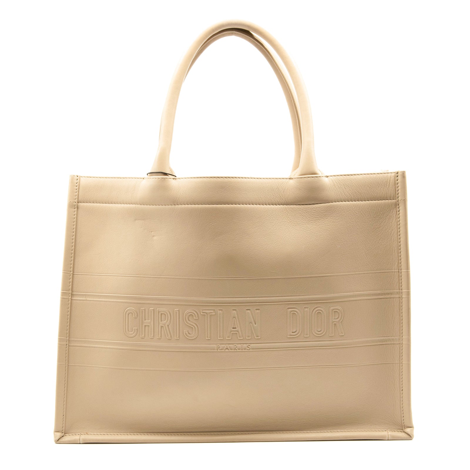 Christian Dior Calfskin Embossed Medium Book Tote Beige
