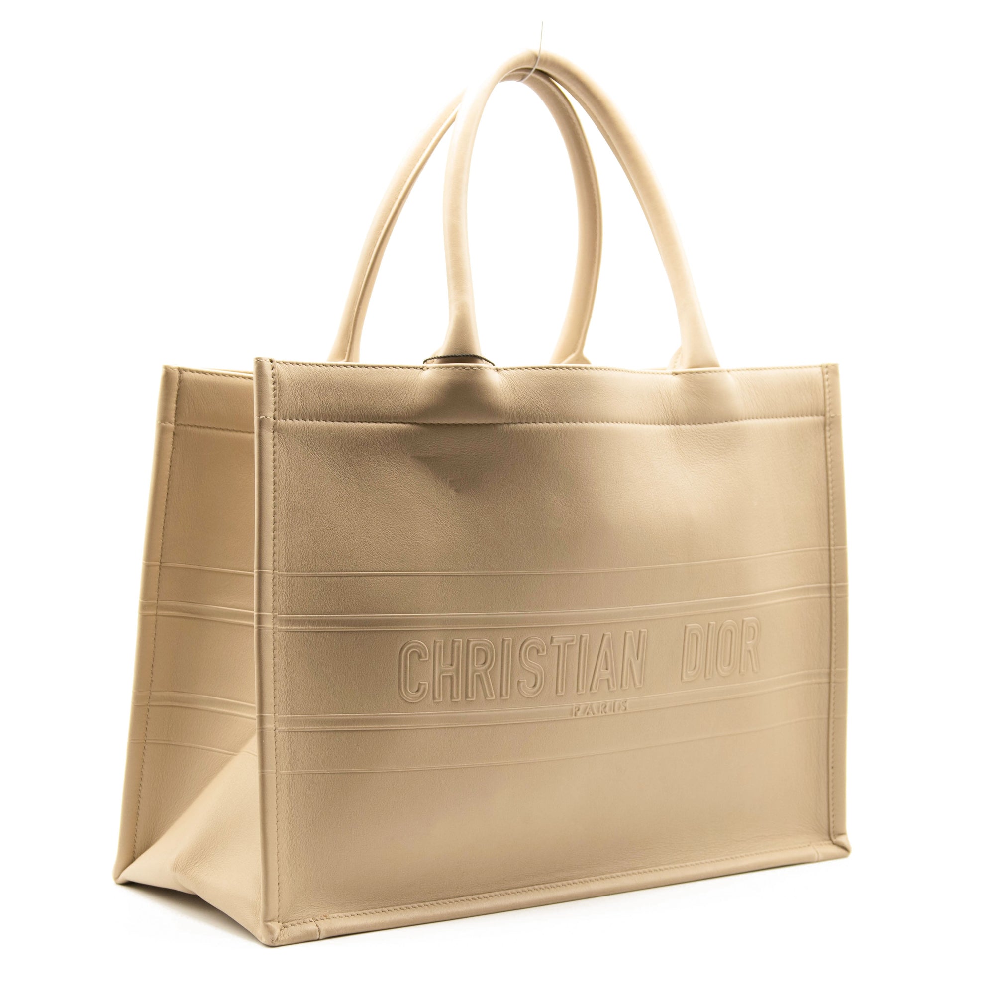 Christian Dior Calfskin Embossed Medium Book Tote Beige
