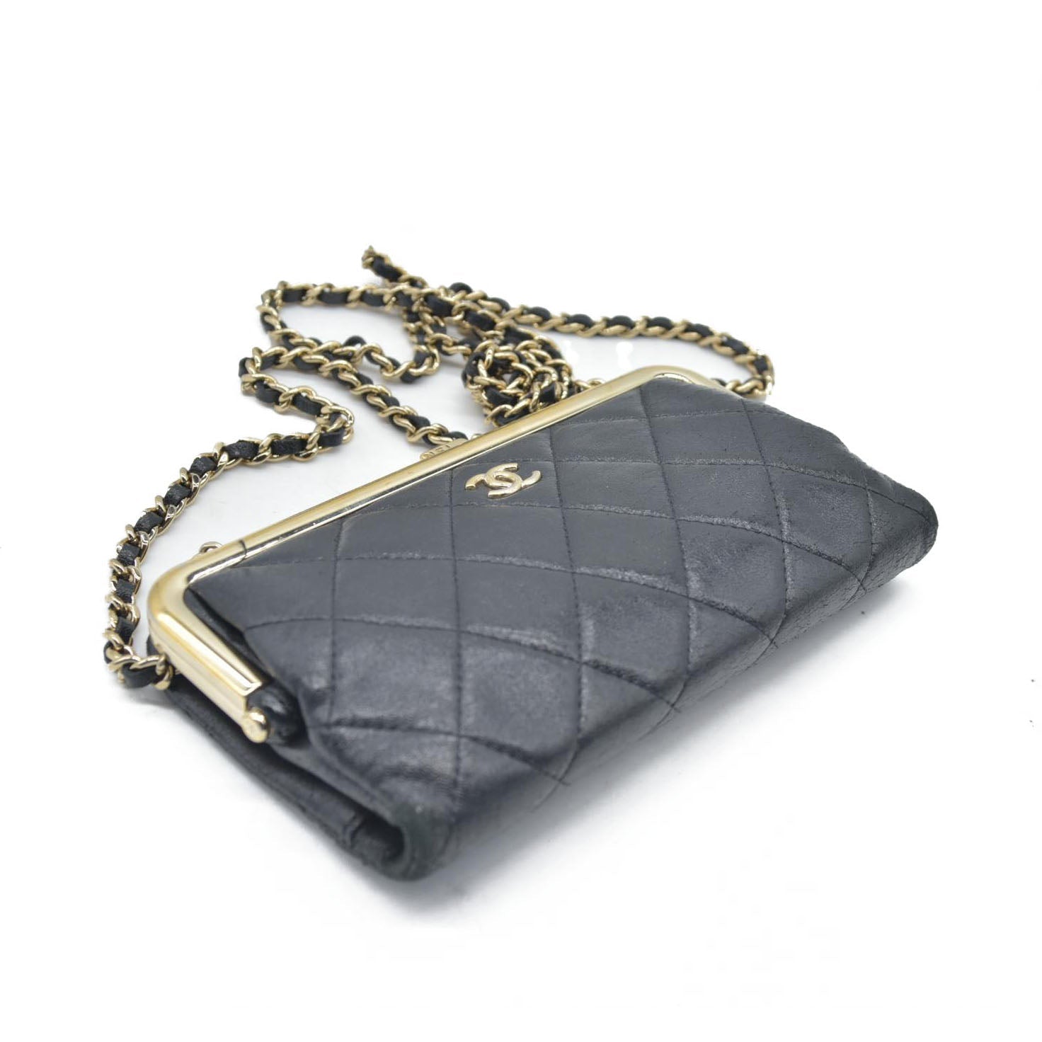 Chanel Quilted Frame Clutch With Chain