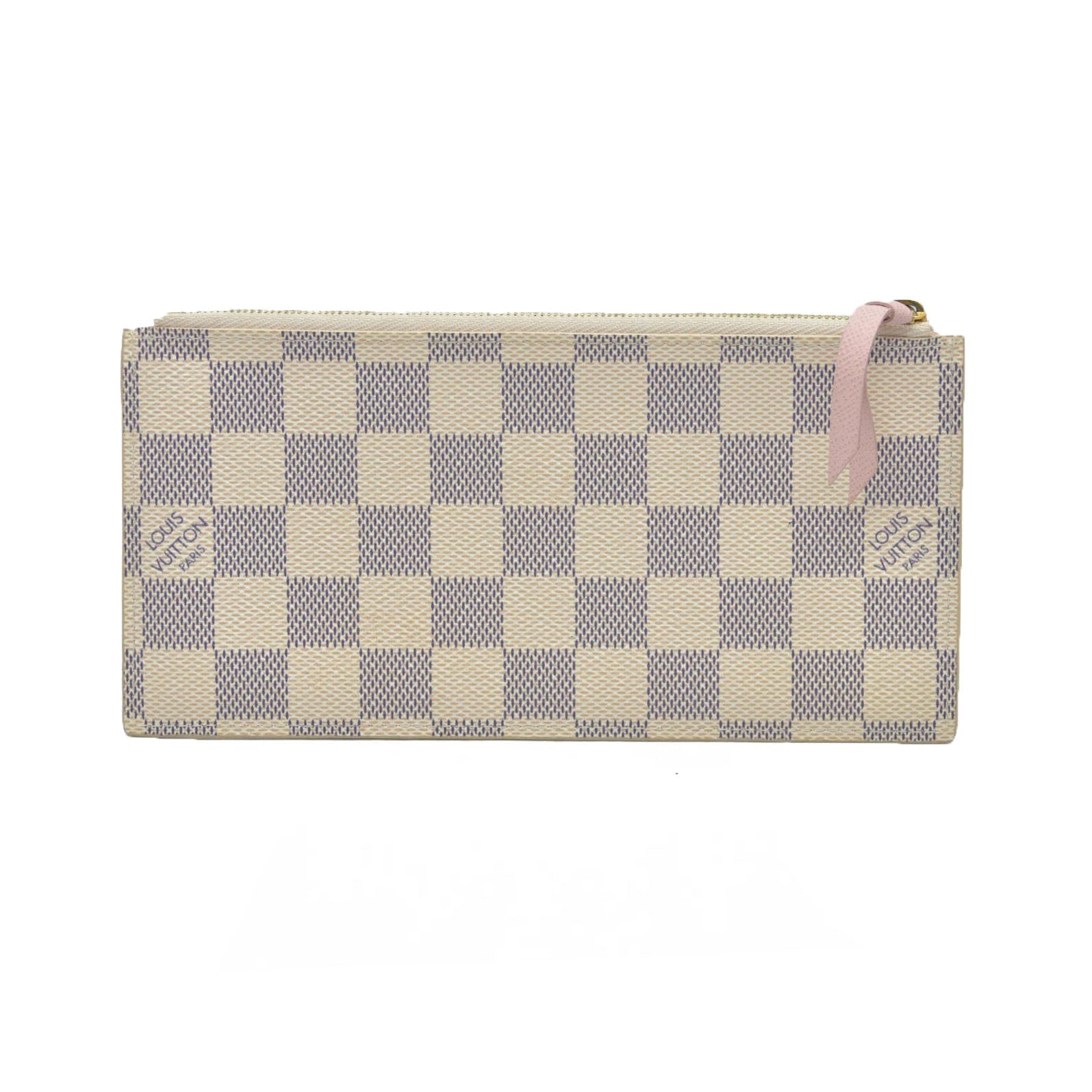 $500 Louis Vuitton Damier Azur Felicie Zipped Insert Rose Ballerine
