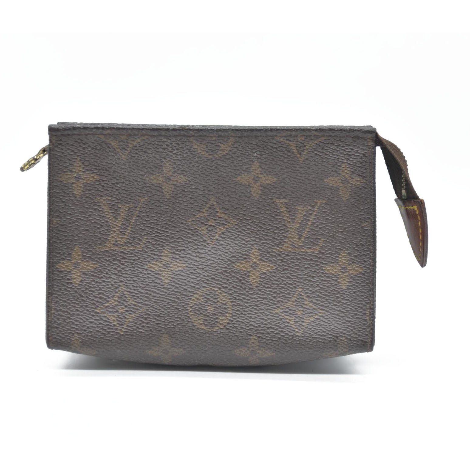 Louis Vuitton Monogram Poche Toilette 15 Cosmetics Pouch Purse Brown MB0042