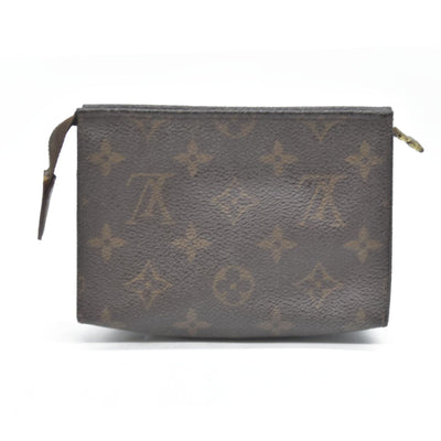 Louis Vuitton Monogram Poche Toilette 15 Cosmetics Pouch Purse Brown MB0042