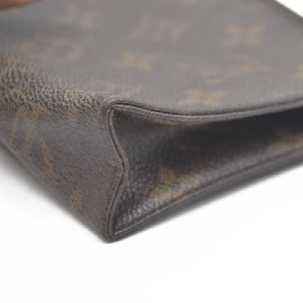 Louis Vuitton Monogram Poche Toilette 15 Cosmetics Pouch Purse Brown MB0042