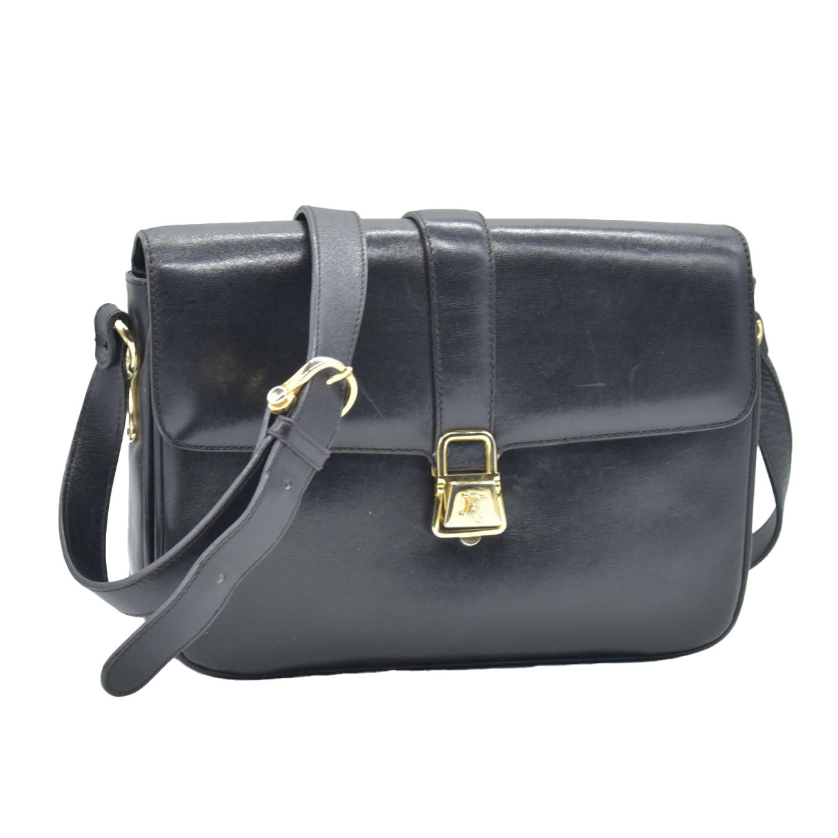 $1800 CONSIGNMENT CELINE Vintage Calf Leather Shoulder Bag Black Rare Horsebit Gold Hardware