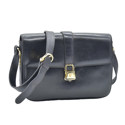 $1800 CONSIGNMENT CELINE Vintage Calf Leather Shoulder Bag Black Rare Horsebit Gold Hardware