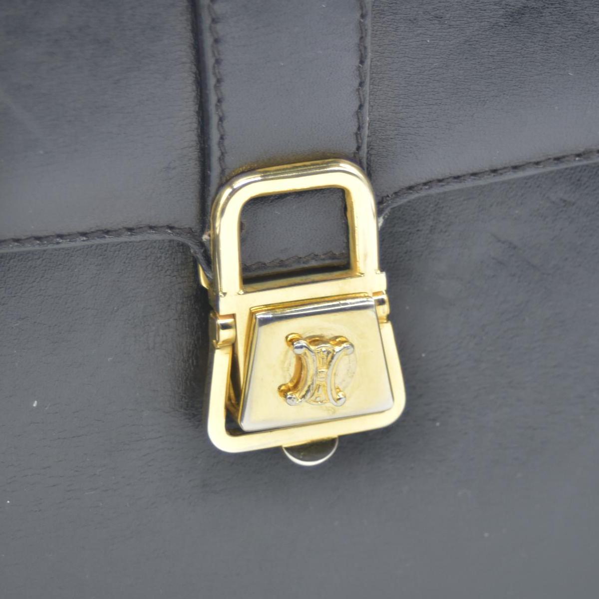 $1800 CONSIGNMENT CELINE Vintage Calf Leather Shoulder Bag Black Rare Horsebit Gold Hardware