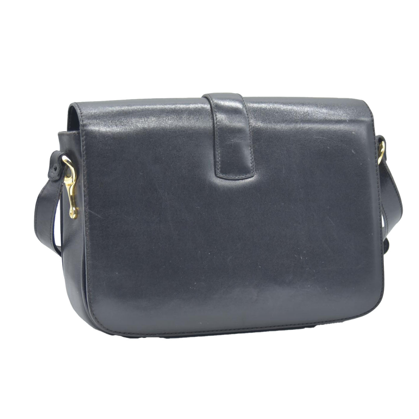 $1800 CONSIGNMENT CELINE Vintage Calf Leather Shoulder Bag Black Rare Horsebit Gold Hardware