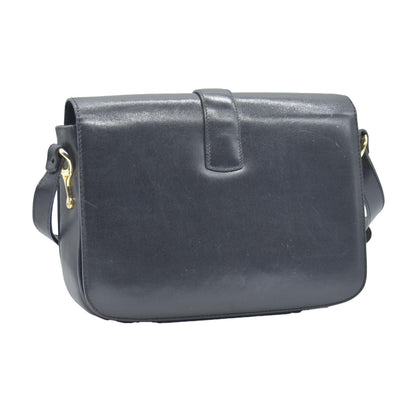 $1800 CONSIGNMENT CELINE Vintage Calf Leather Shoulder Bag Black Rare Horsebit Gold Hardware