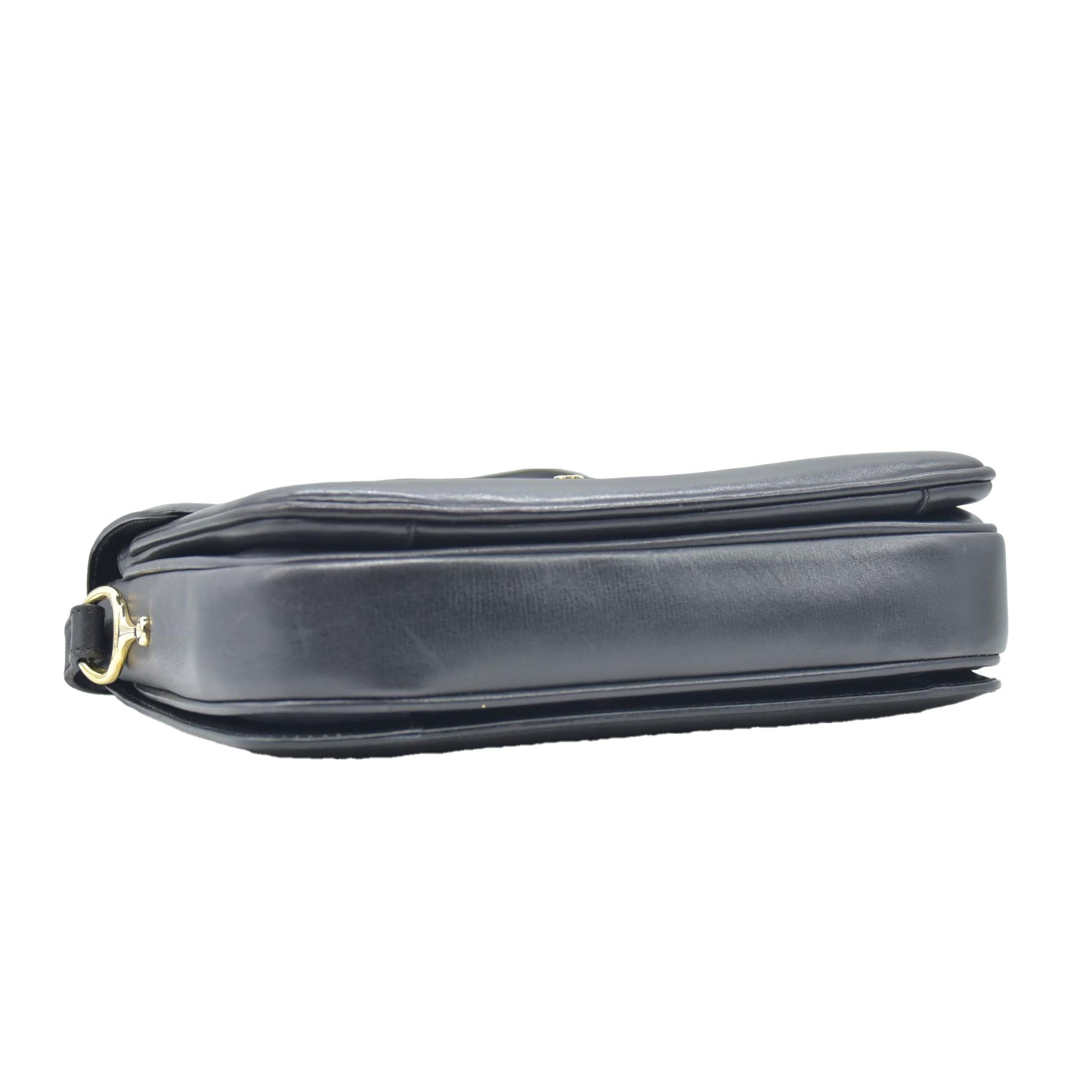 $1800 CONSIGNMENT CELINE Vintage Calf Leather Shoulder Bag Black Rare Horsebit Gold Hardware
