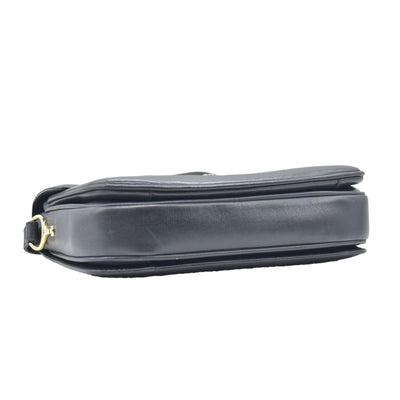 $1800 CONSIGNMENT CELINE Vintage Calf Leather Shoulder Bag Black Rare Horsebit Gold Hardware