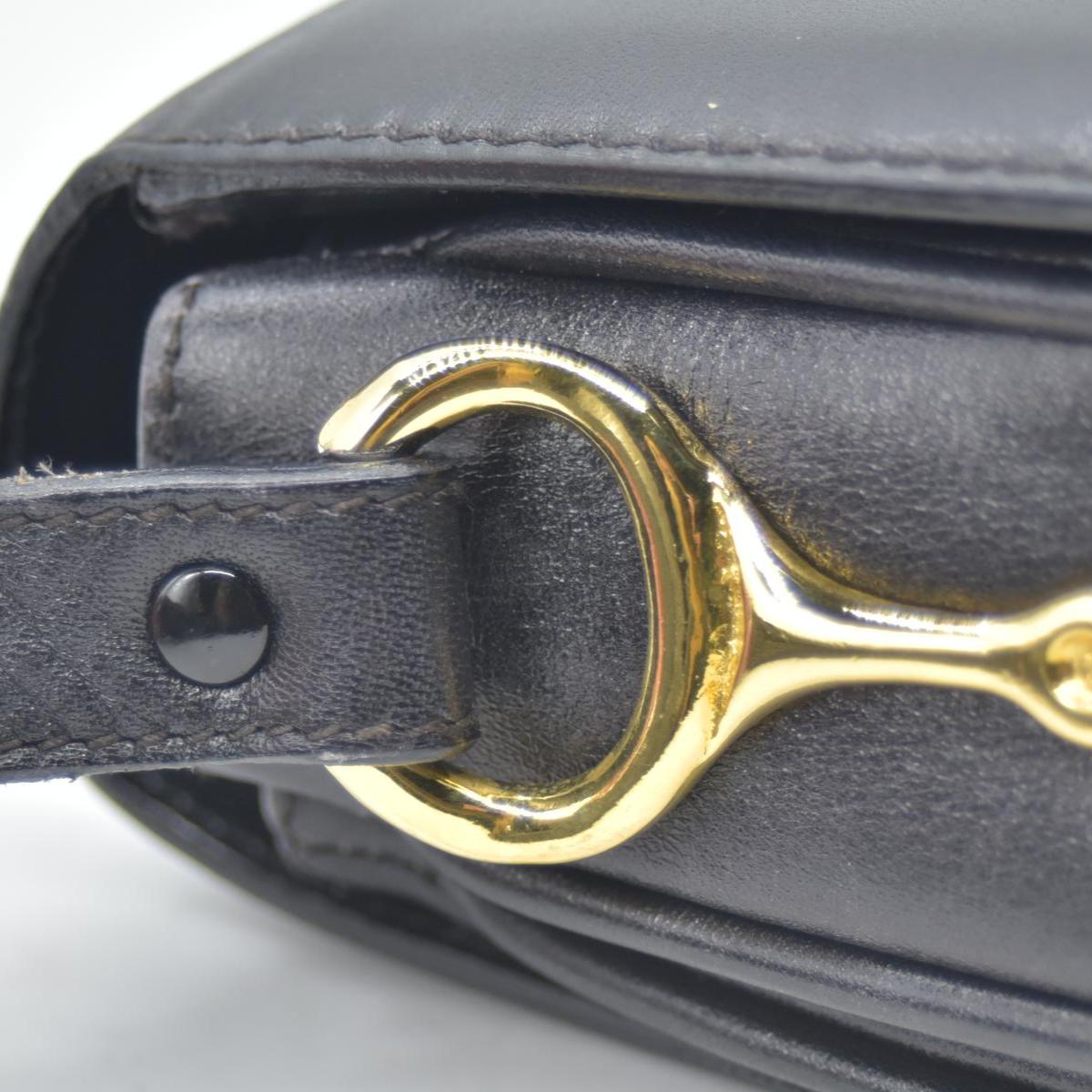 $1800 CONSIGNMENT CELINE Vintage Calf Leather Shoulder Bag Black Rare Horsebit Gold Hardware