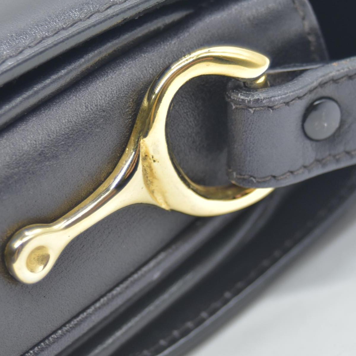 $1800 CONSIGNMENT CELINE Vintage Calf Leather Shoulder Bag Black Rare Horsebit Gold Hardware