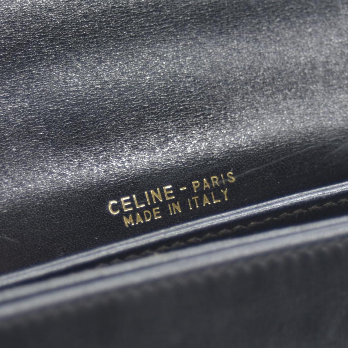 $1800 CONSIGNMENT CELINE Vintage Calf Leather Shoulder Bag Black Rare Horsebit Gold Hardware