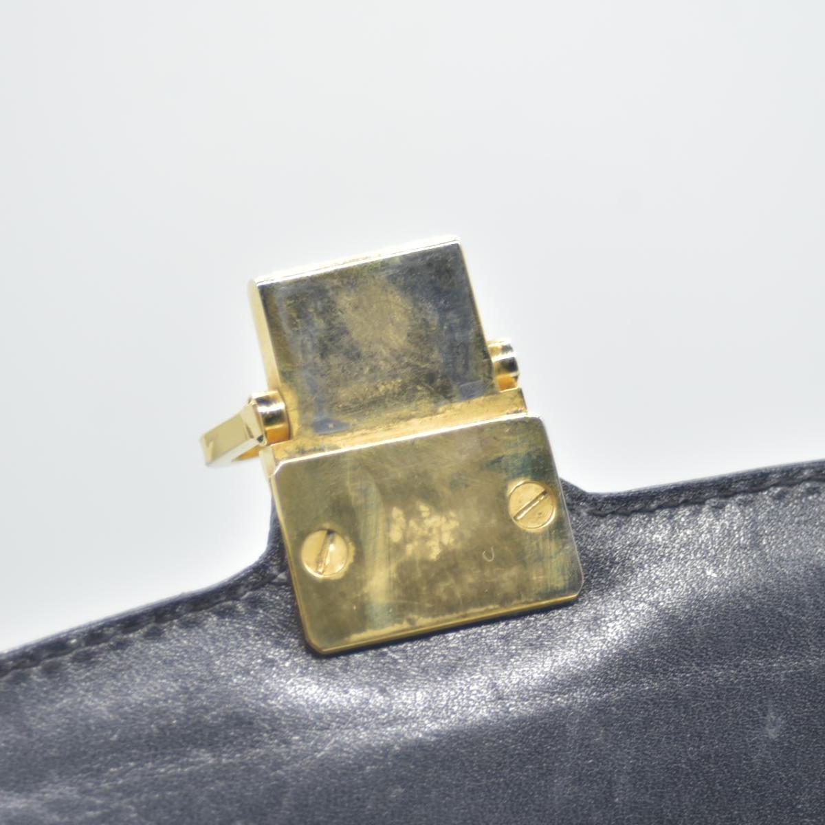 $1800 CONSIGNMENT CELINE Vintage Calf Leather Shoulder Bag Black Rare Horsebit Gold Hardware