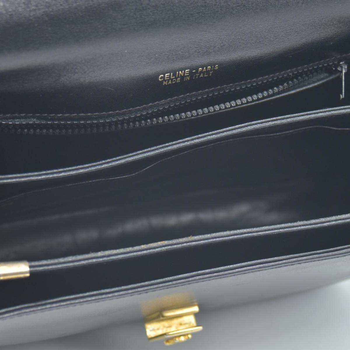 $1800 CONSIGNMENT CELINE Vintage Calf Leather Shoulder Bag Black Rare Horsebit Gold Hardware
