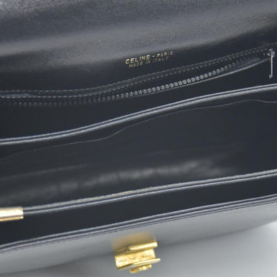 $1800 CONSIGNMENT CELINE Vintage Calf Leather Shoulder Bag Black Rare Horsebit Gold Hardware