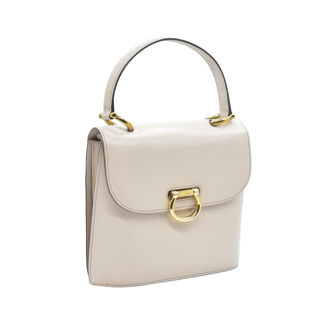 $2450 CONSIGNMENT CELINE Flap Ring Handbag Beige Women's Leather CELINE