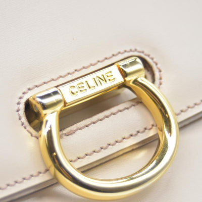 $2450 CONSIGNMENT CELINE Flap Ring Handbag Beige Women's Leather CELINE