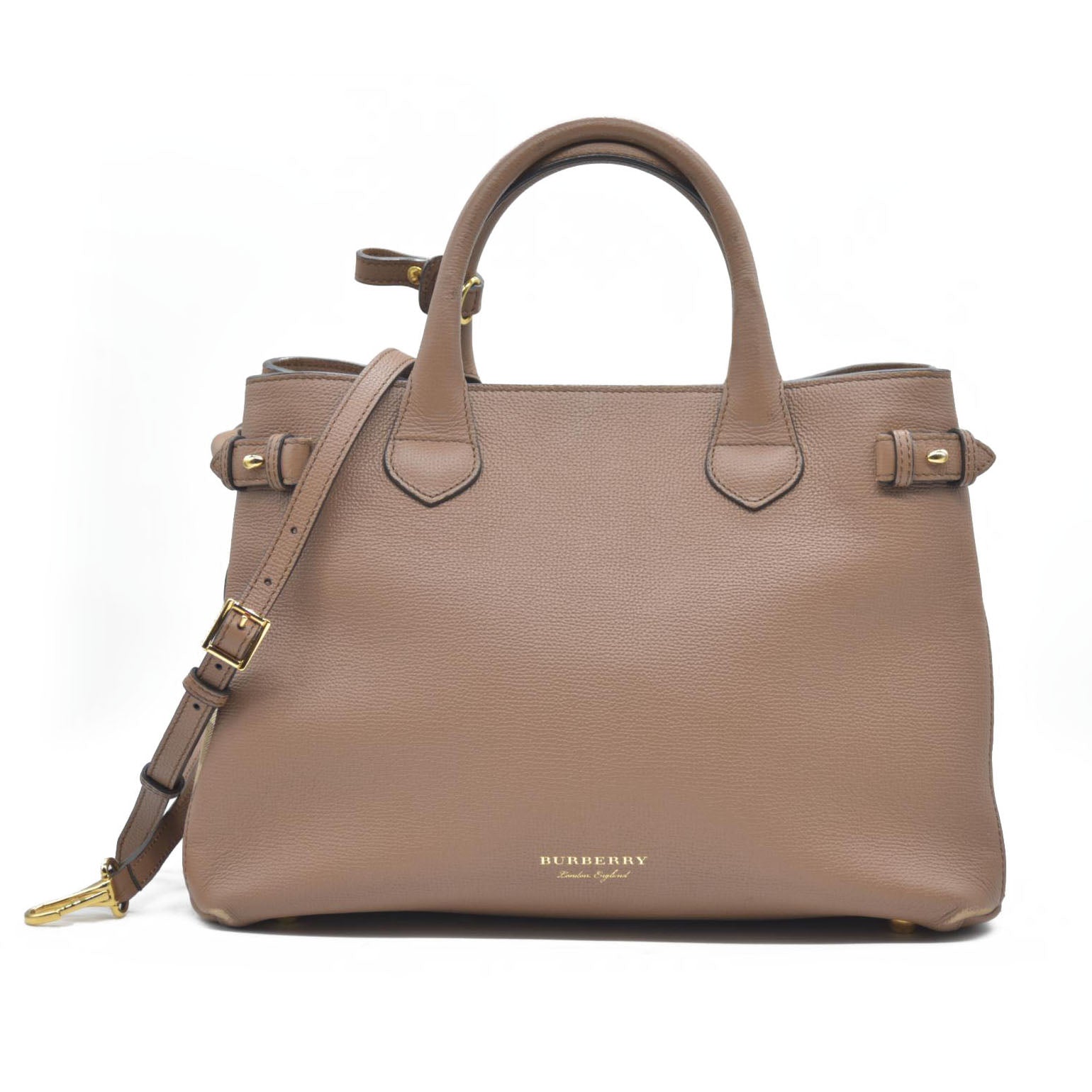 AUCTION $1795 BURBERRY Nova Check Canvas Leather Tote Bag w/Strap