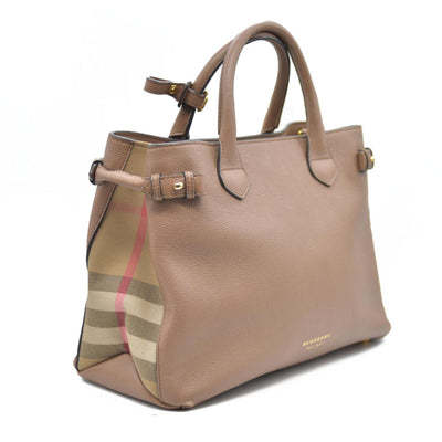 AUCTION $1795 BURBERRY Nova Check Canvas Leather Tote Bag w/Strap